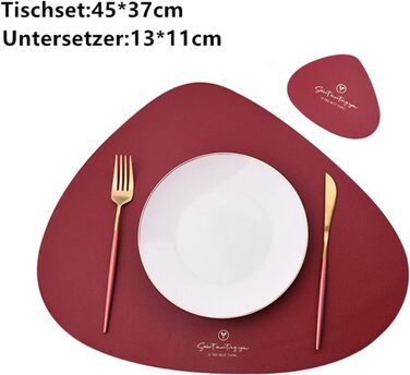 Набір підтарілок та підставки під склянку (6 шт.) з екошкіри, трикутної та овальної форми, бежевого кольору. Водостійкі, маслостійкі, термостійкі, з антиковзким покриттям.