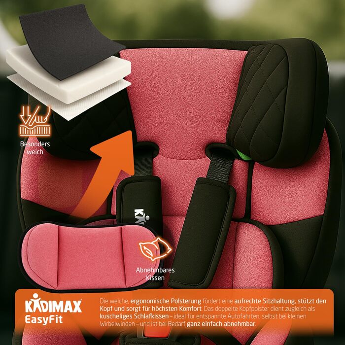 Автокрісло i-Size 9-36 кг, 15 місяців - 12 років, група 1/2/3, ECE R129/03, регульована підголовник (Рожевий)