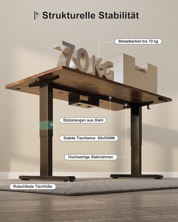 Регульований стіл Homall 200x80 см з USB-портом, електричний, з органайзером для кабелів, пам'ять налаштувань, комп'ютерний стіл