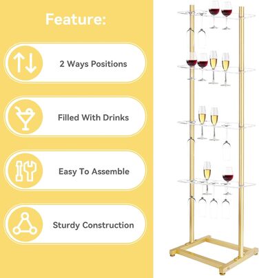 Підставка для шампанського Julymoda на 4 яруси: 32 келихи, прозорий акрил, для вечірок та свят