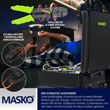 Набір інструментів MASKO 1400 предметів в алюмінієвому кейсі на колесах: професійний інструментальний візок для дому, майстерні, автосервісу