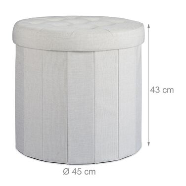 Relaxdays Пуф з місцем для зберігання, великий, круглий