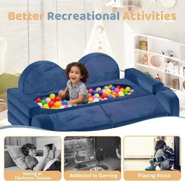 Модульне дитяче диван-конструктор 12 в 1 – сертифікат CPC, дитячий диван-трансформер, дитячий кушетка з міцних пінопластових подушок, ідеальний для дитячої кімнати