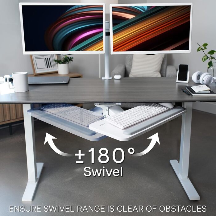 Підставка для клавіатури та миші VIVO, регульована, під стіл, біла (MOUNT-KB03W)