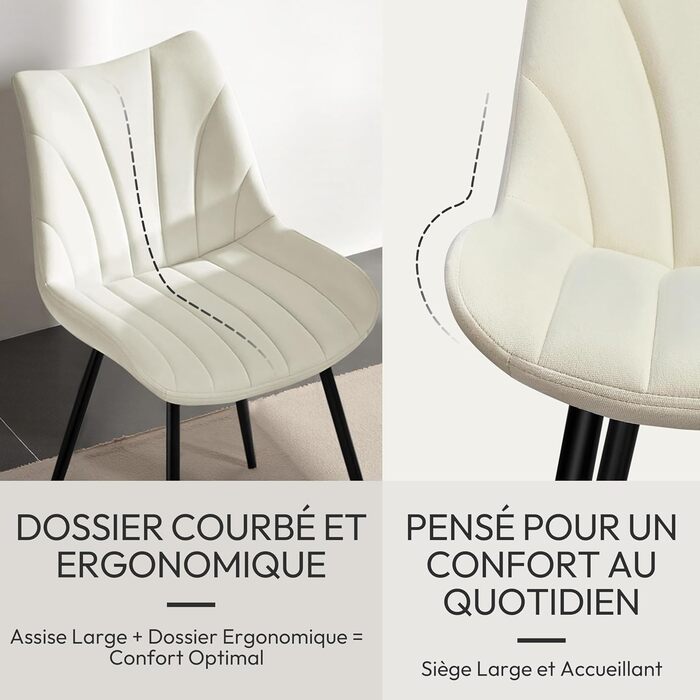 Набір обідніх стільців Yaheetech, 2 шт. з м'яким сидінням з велюру та металевими ніжками, для кухні, вітальні, обідньої кімнати, до 150 кг