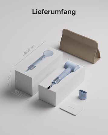 Laifen Mini-Haртрошок, іонний фен з безщітковим мотором 110 000 об/хв для швидкого сушіння, тихий високошвидкісний дорожній фен (Блакитний)