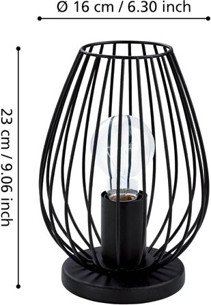 Настільна лампа EGLO Newtown: вінтажна модель з металу, чорного кольору, з вимикачем, цоколь E27 (без лампочки)