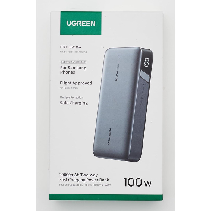 Повербанк UGREEN Nexode 100W Power Bank 20000mAh з 3 портами USB C зовнішній акумулятор з цифровим дисплеєм, сумісний з MacBook Pro/Air, iPhone 15 Pro/Pro Max/15/14 Pro, Galaxy S24 Ultra, Dell