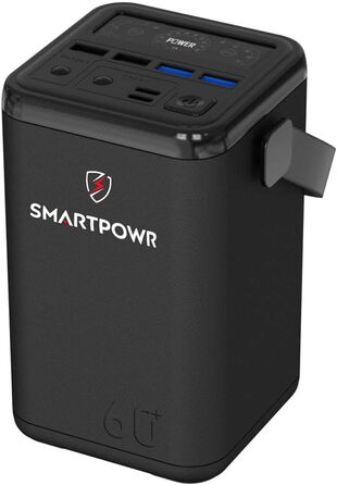 Вуличний павербанк SMARTPOWR 60000mAh 65 Вт, швидка зарядка, портативний накопичувач енергії, чорний