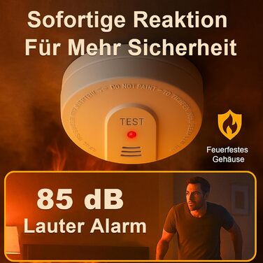 Датчики диму для дому та офісу з фотоелектричним сенсором на 10 років, оптичний детектор диму на батарейці, 2 шт. (4 шт. з батарейкою, 1902-4PCS)