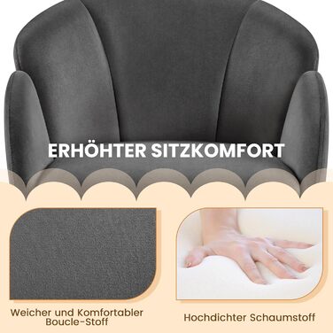 Офісний стілець Yaheetech 360° обертовий, оксамитовий, з подвійним сидінням, крісло для макіяжу, для офісу/спальні/вітальні, темно-сірий