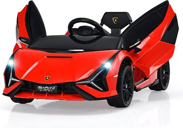 Електромобіль для дітей DREAMADE Lamborghini 12V з пультом, ременем безпеки, підсвічуванням, музикою та сигналом, червоний, від 3 років