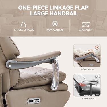 Крісло для офісу EMIAH з масажем, ергономічне електричне крісло з підніжкою, велике крісло для комп'ютера, крісло Zero Gravity, крісло-реклайнер для дому (Хакі), еко-шкіра