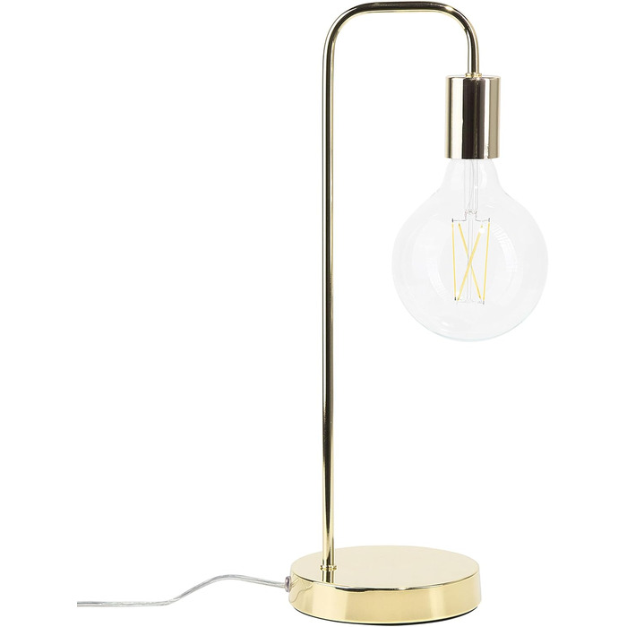 Стійла лампа Beliani Savena в індустріальному стилі з абажуром у вигляді лампочки, золота