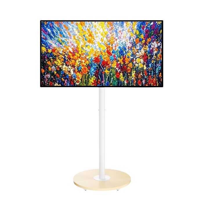 Підставка для телевізора Unho з регульованою висотою, біла, на коліщатках, для екранів 40-75 дюймів, VESA 600x400 мм, до 50 кг