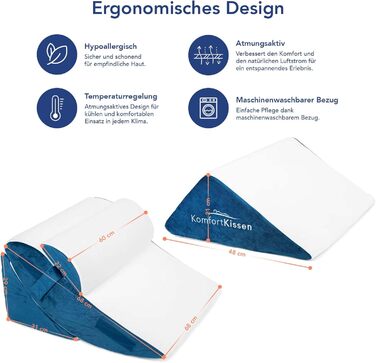 Набір подушок Keilkissen 4 шт. | Ергономічний набір подушок 12 в 1 з знімним та пральним чохлом для сну та читання