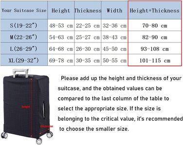 Еластичний захисний чохол для валіз, еластан, водовідштовхувальний, підходить для валіз 48,5-81 см (S, спідниця)