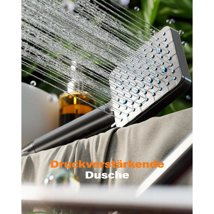 Фільтр для душу Cobbe з шлангом, високонапірна ручна лійка з 20-ступеневою фільтрацією, економна лійка з 6 режимами розпилення, дощова лійка для жорсткої води (чорний матовий)