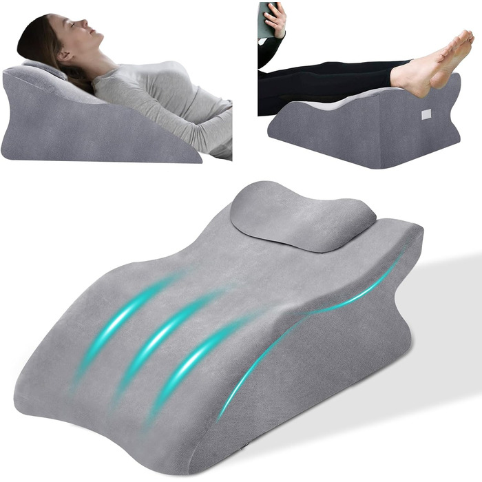 Ортопедична подушка Zepphi для ніг та спини з Memory Foam - для комфортного сну та відпочинку вдома (сіра)