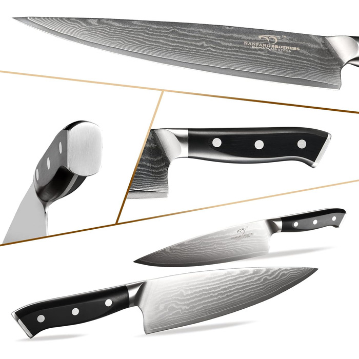 Набір професійних кухонних ножів NANFANG BROTHERS з дамаської сталі, 18 предметів, VG10, 67 шарів, японський кухонний набір, дерев'яний брусок, червоний, чорний