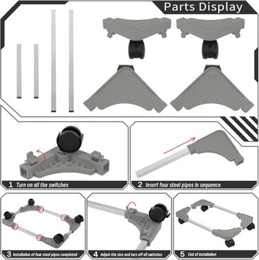 Підставка для комп'ютера Liitrton Mobiler, регульована, на коліщатках, для більшості ПК (білий, світло-сірий)