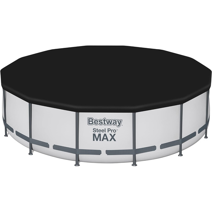 Каркасний басейн Bestway Steel Pro MAX Повний комплект з фільтруючим насосом Ø 427 x 107 см, світло-сірий, круглий