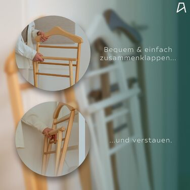 Діловий столик з масиву дерева, 3 кольори – готовий до збирання, столик-слуга для спальні, гардеробної, ванної кімнати та передпокою | Kleiderablage (Білий) Білий 1