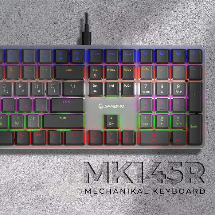 Дротова механічна клавіатура GamePro MK145R Red Switch Low Profile Dark Gray