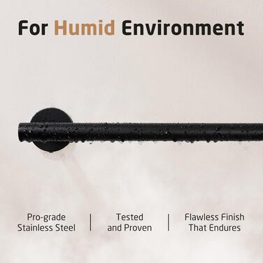 Тримач для рушників KES, стійка для рушників, багетна стійка, багетний тримач, нержавіюча сталь SUS304, настінний, 70 см, чорний