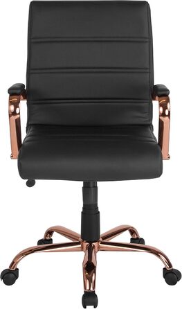 Крісло шеф Flash Furniture, обшите білою шкірою, з червонозолотим каркасом, 61 x 58,5 x 103,5 см