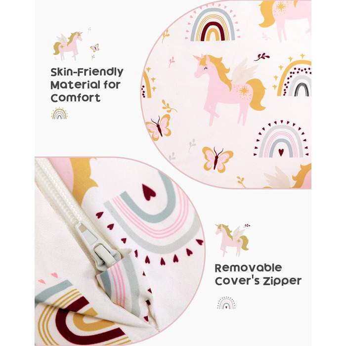 Дитяче розкладне диван-крісло BEJOY 2 в 1, Sherpa, з єдинорогом, бежевий, для дитячої кімнати, подарунок на день народження