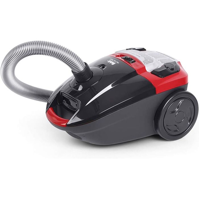 Пилсос Fakir Red Vac Power з мішком, 700W, з кабелем, HEPA фільтр H13, тихий двигун 69dB(A), мішок 3л, радіус дії 9м, чорно-червоний, циліндричний