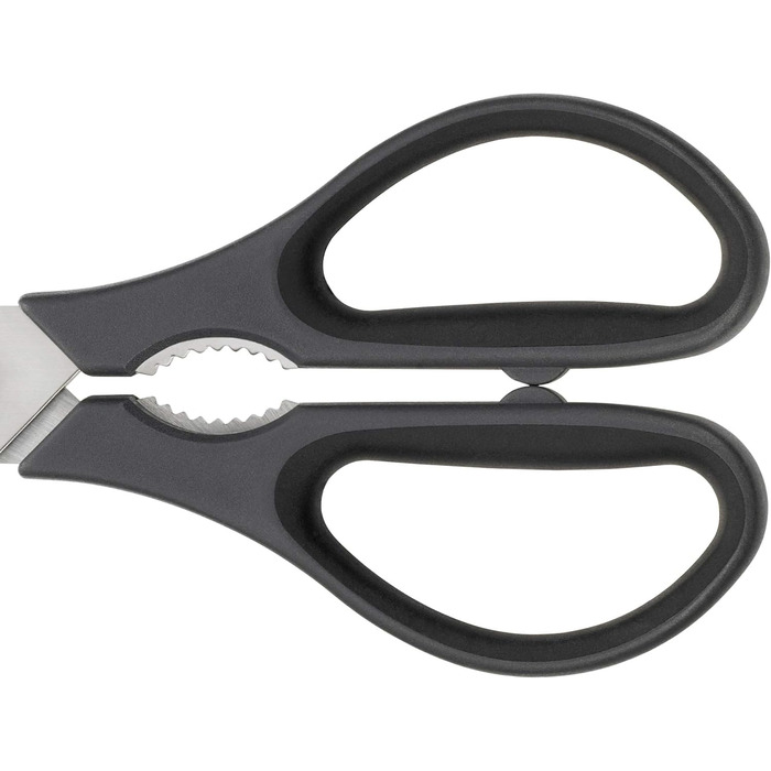 Ножиці кухонні з корончастим штопором, знімні, нержавіюча сталь/пластик, чорні (60 символів), 10019