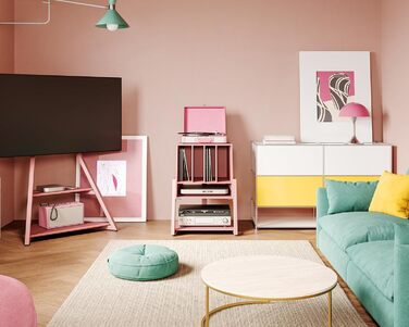 Стіл для програвача FITUEYES Design з дерева та металу, Hi-Fi стійка для програвача, 120 платів, компактна система, полиця для програвача, для вітальні/музичної кімнати