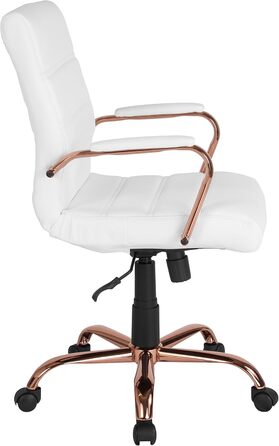 Крісло шеф Flash Furniture: обертне, біле шкіряне, з червоно-золотим каркасом, 61x58,5x103,5 см