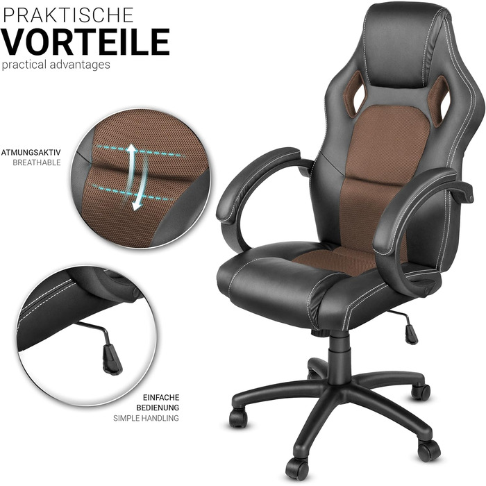 Офісне крісло TRESKO Racing Executive Chair, 14 кольорів, м'які підлокітники, кулісний механізм, протестовано SGS