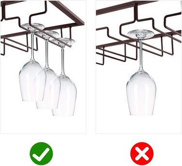 Підставка для келихів з дроту під шафу MOCOUM, 5 рядів, коричнева