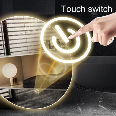 Круглий LED-дзеркало для ванної кімнати з підсвічуванням, 40 см, тепле світло