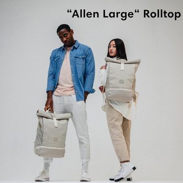 Рюкзак Johnny Urban Rolltop для жінок і чоловіків великий сірий - Allen Large - Рюкзак для ноутбука для уні, бізнесу, велосипеда - Екологічний - Водовідштовхувальний пісок