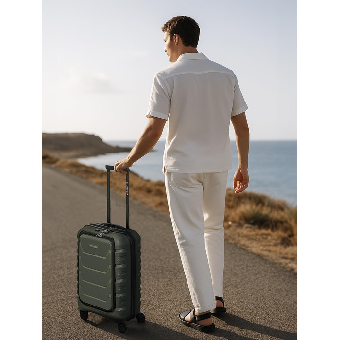 Набір валіз Smartbox Hartschalen 3 шт. | Розширювані, з TSA-замком, з відділенням для ноутбука | Olive (Оливковий), S (55 см)