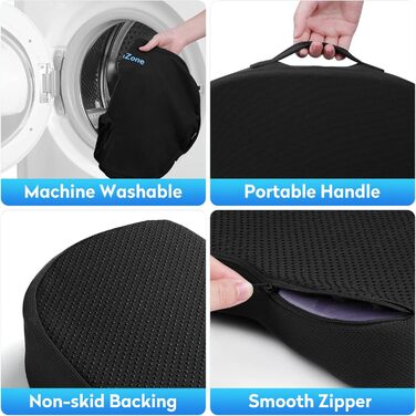 Подушка для сидіння CushZone для офісного крісла, автокрісла, з Memory Foam для полегшення болю в куприку (чорна)