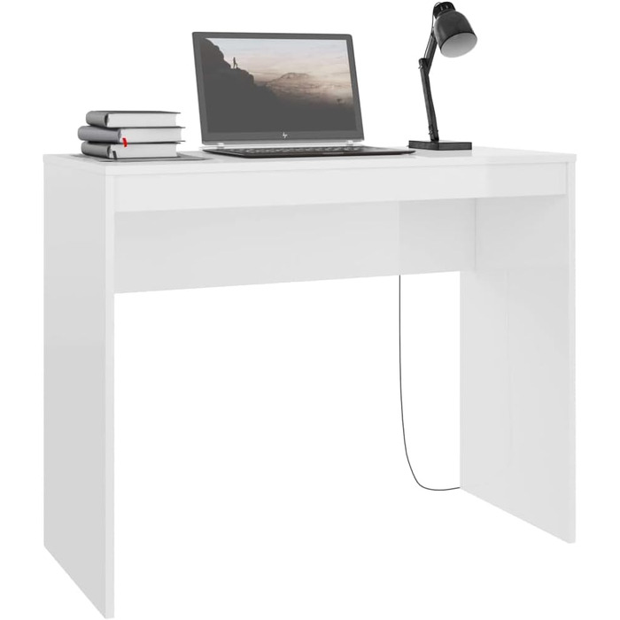 Письмовий стіл Комп'ютерний стіл Офісні меблі Офісний ПК Стіл Робочий стіл Офісний стіл Ноутбук Стіл Консоль Стіл 90x40x72 см Інженерна деревина (білий глянець)
