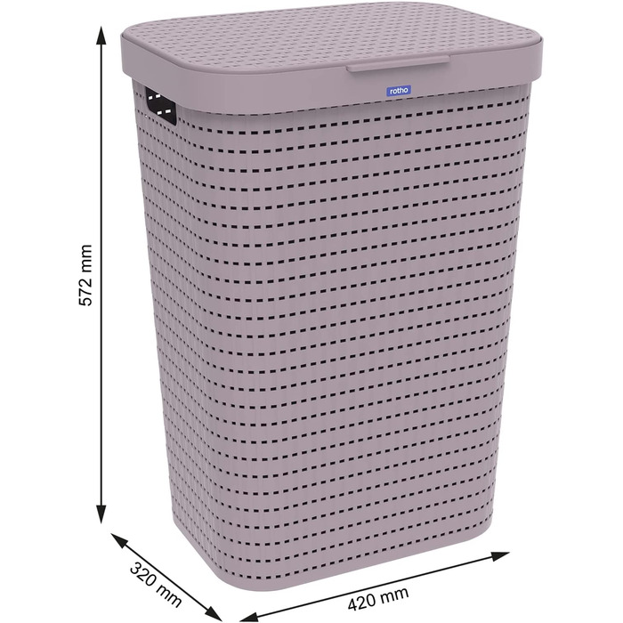 Колектор для білизни об'ємом 55 л з кришкою з ротанга (ліловий, )