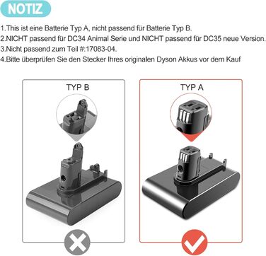 Змінна батарея EICHXO 22,2 В 4000 мАг для пилососа Dyson DC31-DC45 типу A (не для типу B)