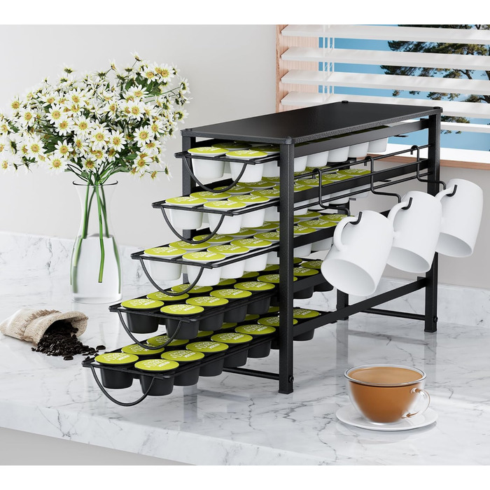 Тримач для капсул кави Dolce Gusto, органайзер для 70 капсул, 5-ярусний металевий ящик з тихими направляючими та антиковзними ніжками