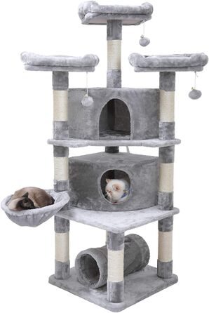 См, Стайня Cat Tree з 3 платформами, EMPJ030G (світло-сірий), 164