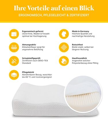 Підніжка для ніг Medicline Venenkissen – ергономічна, для кращого кровообігу, дихаюча, для алергіків, сертифікат Oeko-TEX®, Made in Germany