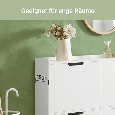 Шафа для взуття SoBuy FSR100-W з 4 дверцятами, 8 полицями, 100x91x19 см, біла
