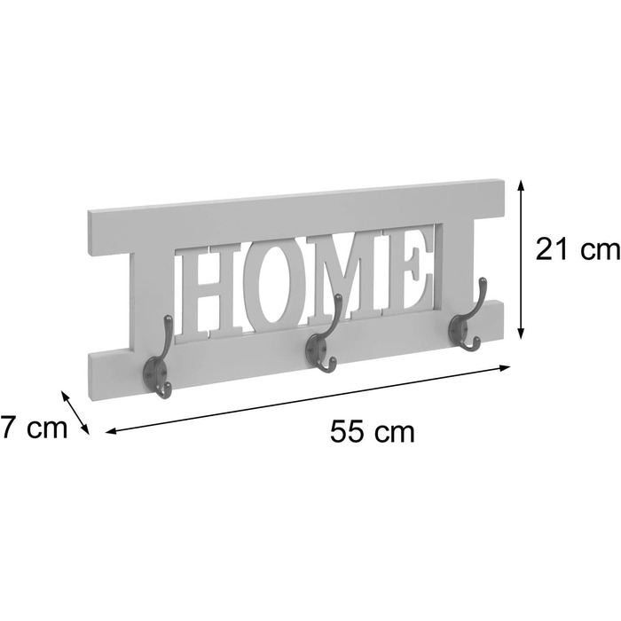 Набір настінних вішалок Mendler HWC-C60 HomeFamily Панель вішалок для одягу, потертий вінтаж - (сіро-блакитний, 21 x 60 x 7 см)