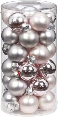 Чарівні скляні ялинкові кулі 4 см, 30 шт. , Декоративні ялинкові кулі, Різдвяний колір вічнозелений (Світло-зелений, темно-зелений) (м'яка простота (ніжно-рожево-сірий ))